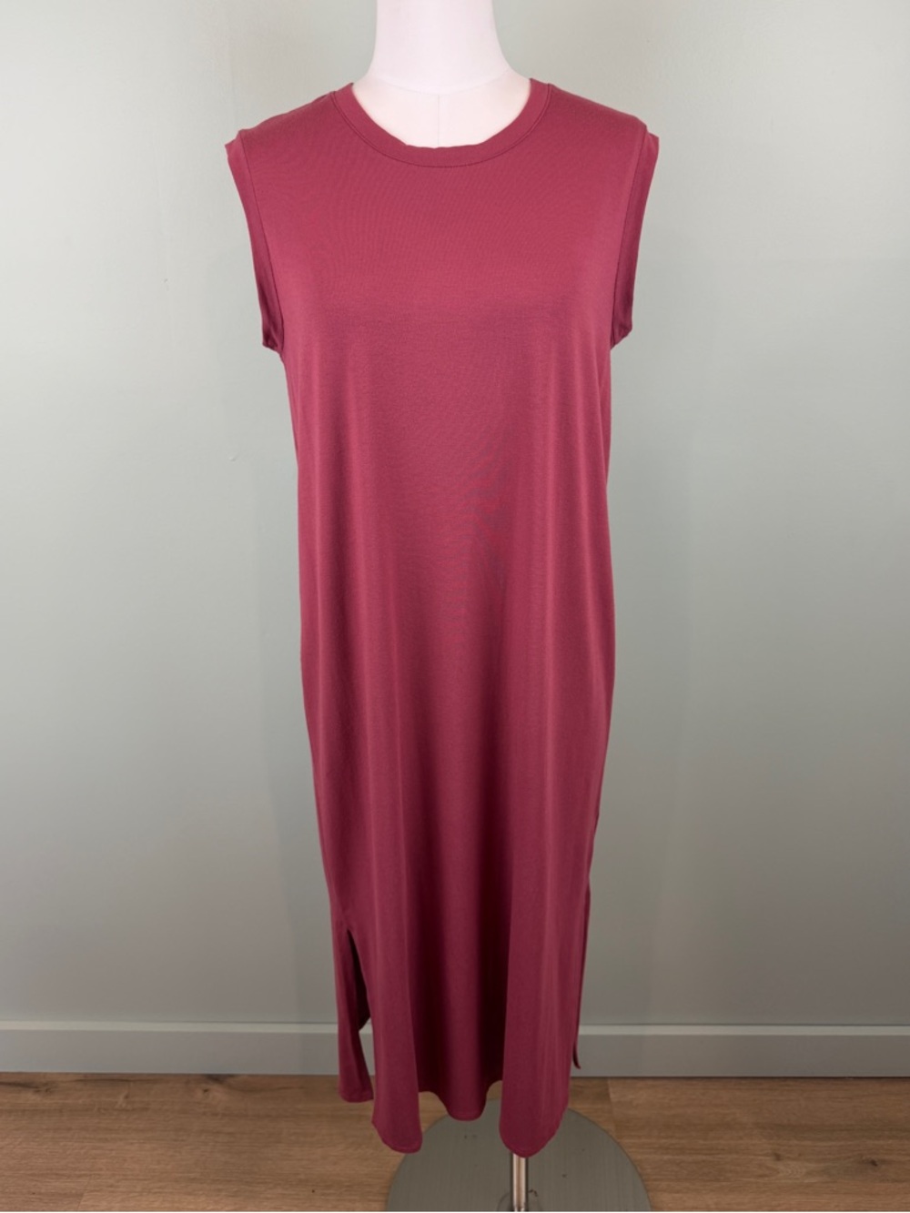 Eileen Fisher Rosewood Viscose Jersey knit Sleeveless A-line Dress Small P